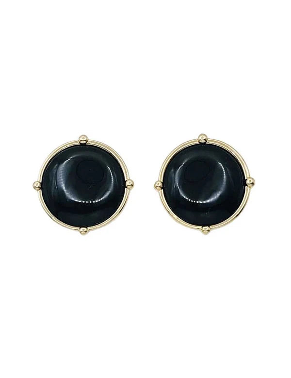 Stone with Gold Outline 1” Stud Earrings