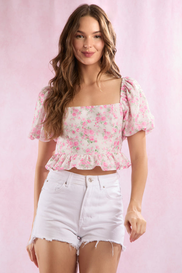 Spring Dreaming Floral Tie Back Top
