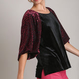 Animal Print Sleeve Velvet Top