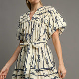 Just The Sweetest Bow Ribbon Dress - Cream &  Navy
