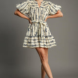 Just The Sweetest Bow Ribbon Dress - Cream &  Navy