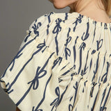 Just The Sweetest Bow Ribbon Dress - Cream &  Navy