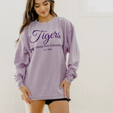 Lilac Corded Tigers Bow Corded Crew Sweatshirt