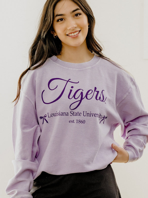 Lilac Corded Tigers Corded Crew Sweatshirt