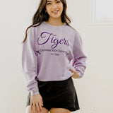 Lilac Corded Tigers Bow Corded Crew Sweatshirt