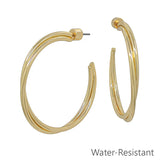 Water resistant Gold Twisted Earrings