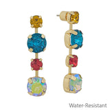 Dark Multi Crystal 1" Stud Drop Earring