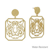 Gameday Gold Open Cut out Tiger with Circle Post 2" Earring