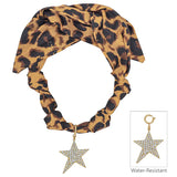 Water resistant Leopard Print Scarf Necklace with Star Charm