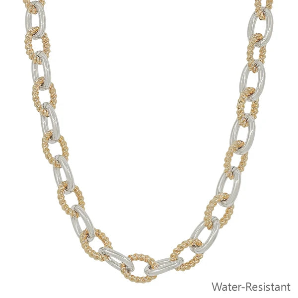 Water Resistant Chunky Oval 16"-18" Chain Necklace