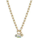AB Crystal Gold Chain Necklace