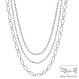 Rhinestone and Gold Water Resistant 3 Layered Multi Way Stone 16"-18" Necklace