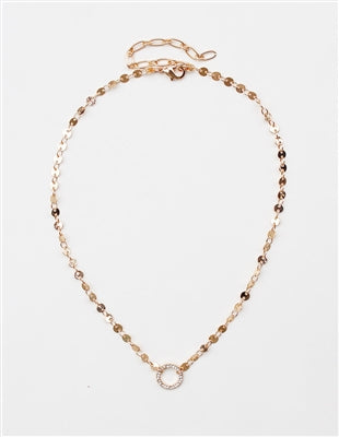 Gold Dainty Chain with Open Circle 16"-18" Necklace