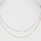 Gold Chain with Dainty Pearls Necklace