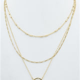 Pink Circle Crystal 16"-18" Necklace, Great for Layering