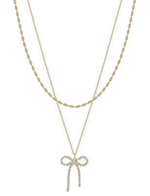 Chain with Rhinestone Bow Necklace