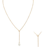 Gold Chain Y Drop with Freshwater Pearl Necklace