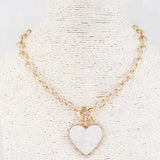 Opal Heart Charm Necklace
