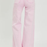 The Ciara Pink Denim Wide Leg Jeans