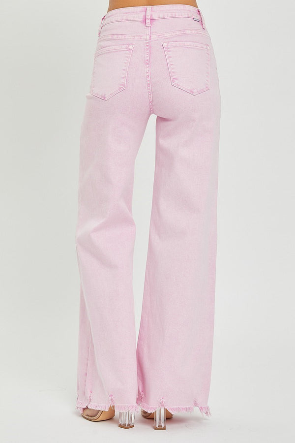 The Ciara Pink Denim Wide Leg Jeans