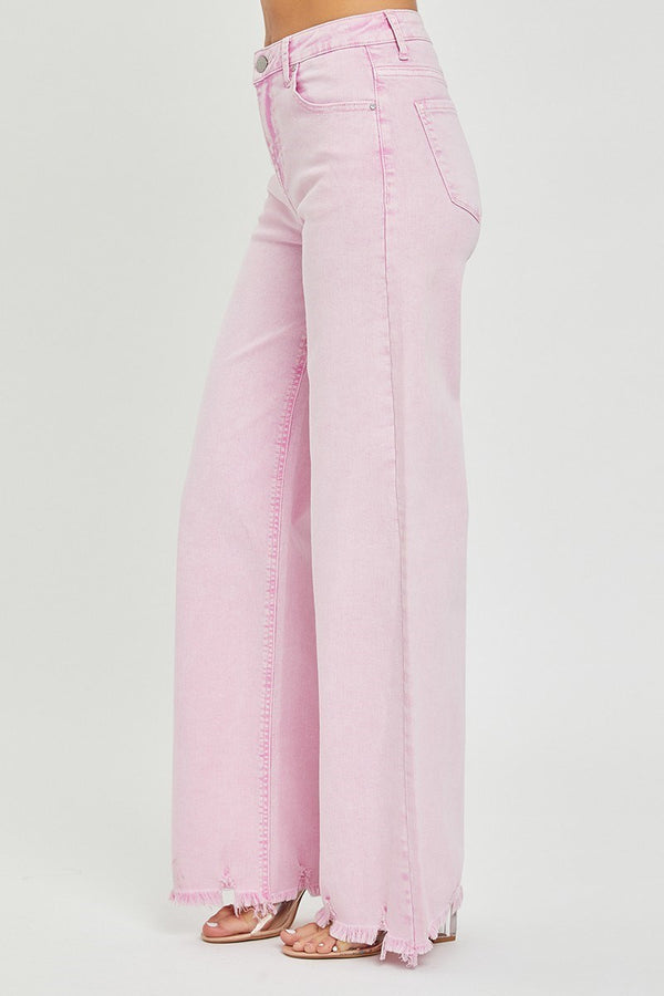 The Ciara Pink Denim Wide Leg Jeans