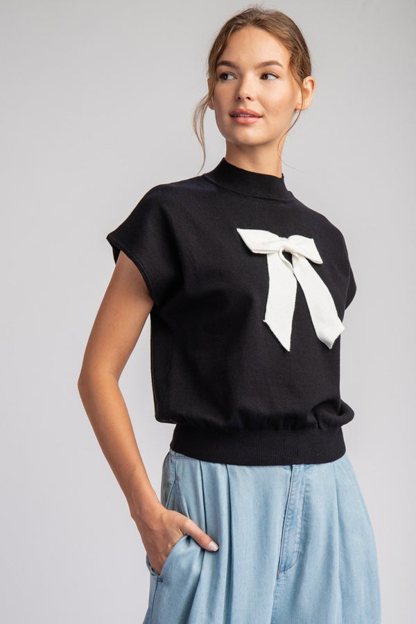 Put a Bow On It Mock Neck Bow Sweater