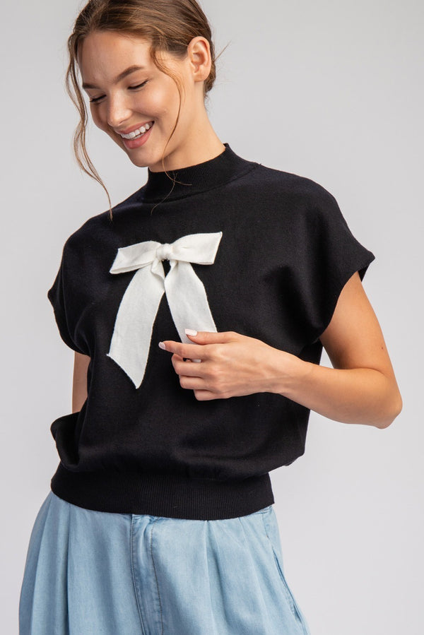 Put a Bow On It Mock Neck Bow Sweater