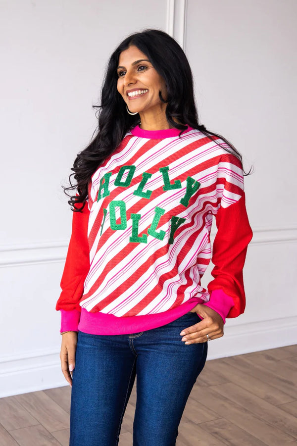 Holly Jolly Candy Cane Top