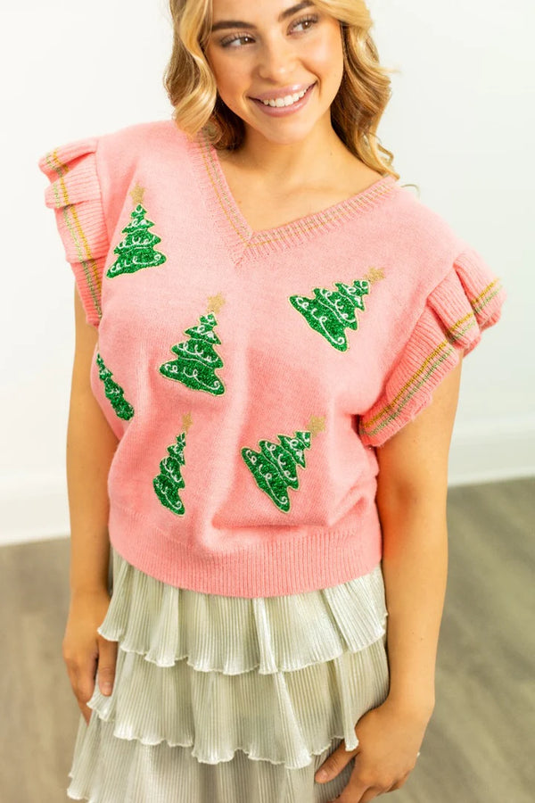 Glitter Christmas Tree Sweater Vest