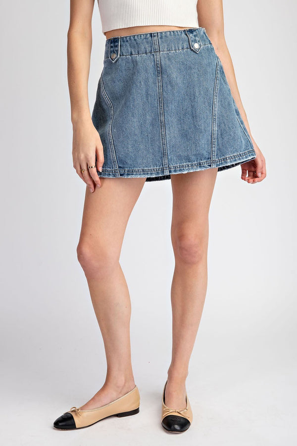 Mineral Wash Denim Mini Skirt