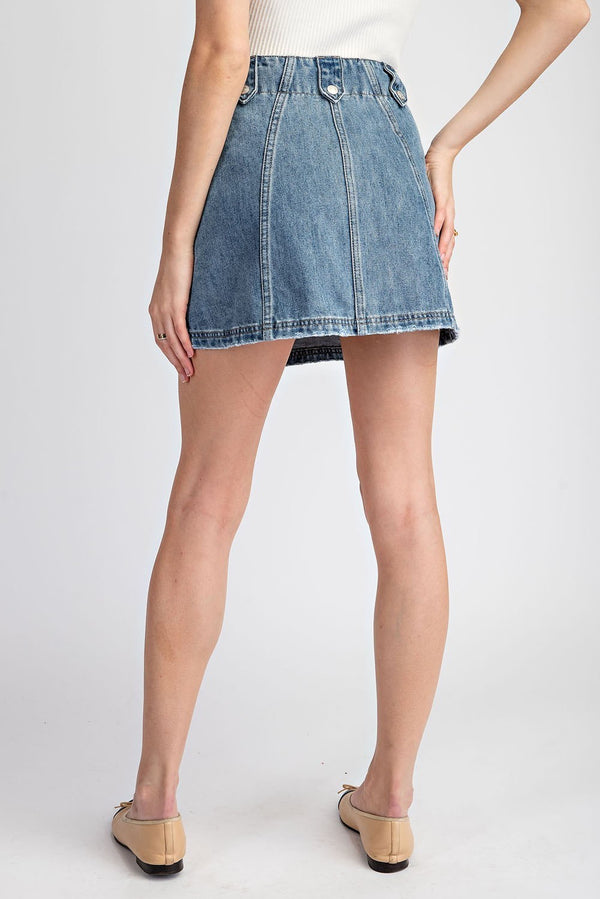 Mineral Wash Denim Mini Skirt