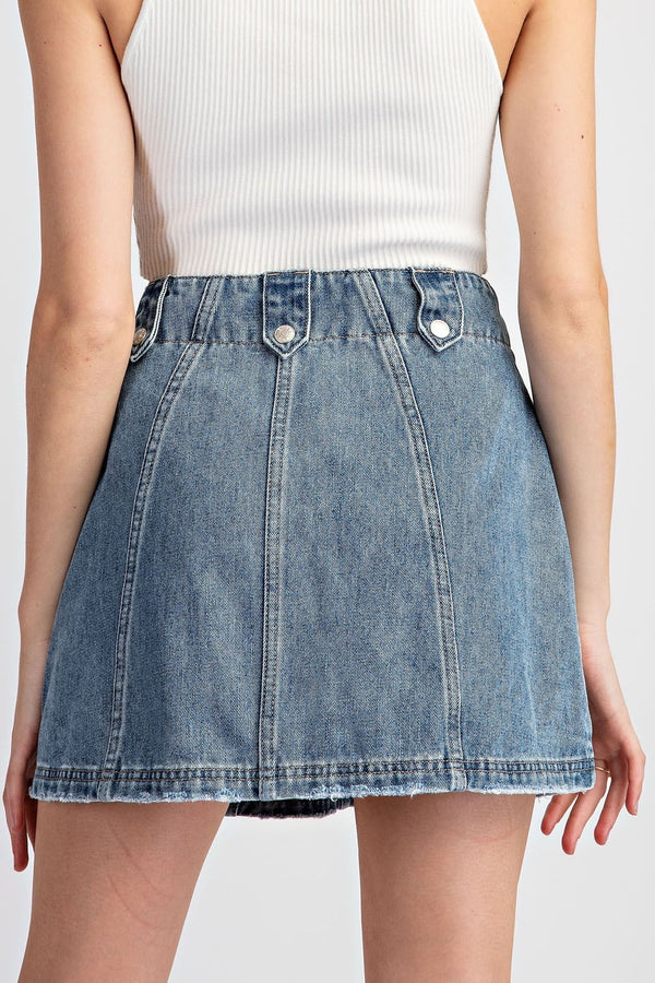 Mineral Wash Denim Mini Skirt