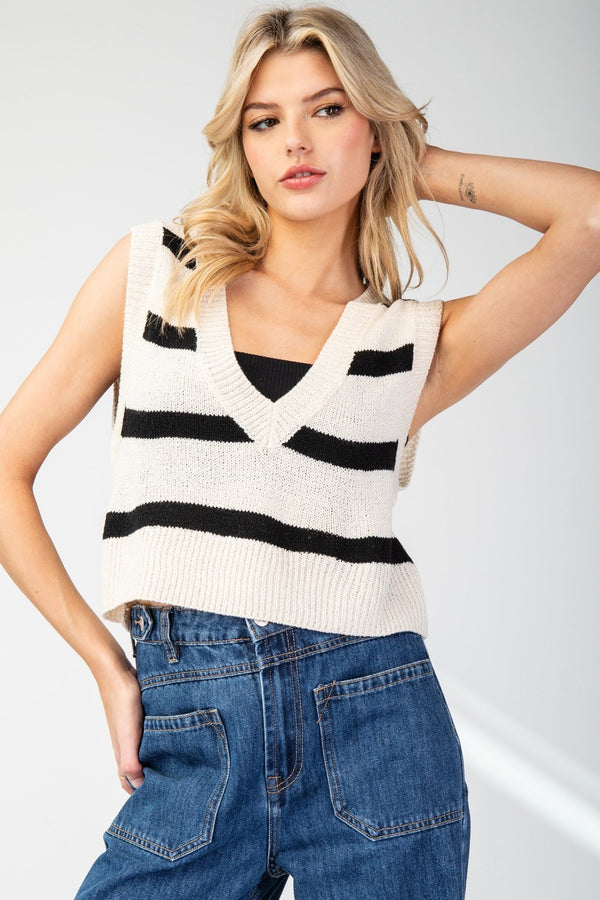 Sand Stripe Sweater Vest