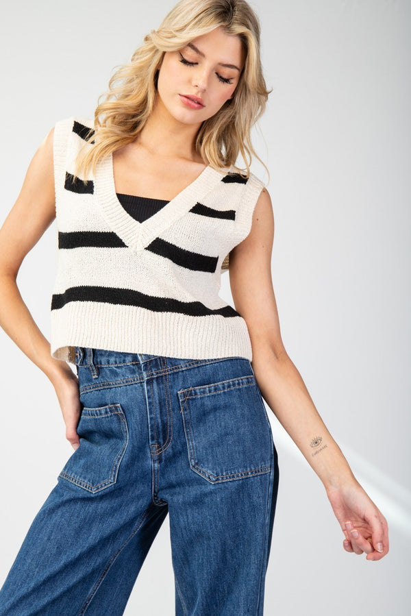 Sand Stripe Sweater Vest