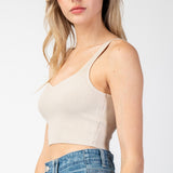 Sweetheart Ribbed Crop Tank - Oatmeal