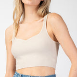 Sweetheart Ribbed Crop Tank - Oatmeal
