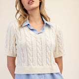 Got it All Collared Cable Knit Sweater