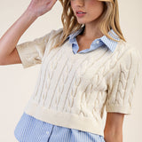 Got it All Collared Cable Knit Sweater