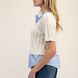 Got it All Collared Cable Knit Sweater