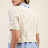 Got it All Collared Cable Knit Sweater