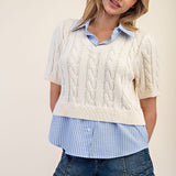 Got it All Collared Cable Knit Sweater