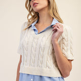Got it All Collared Cable Knit Sweater