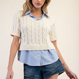 Got it All Collared Cable Knit Sweater