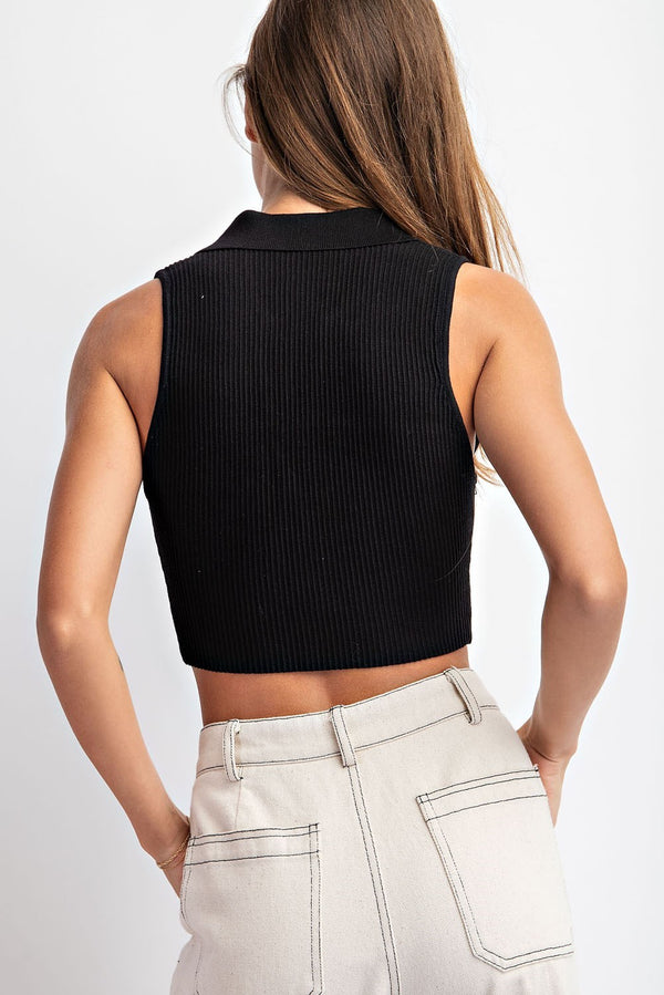 Say You'll Be Mine Cropped Collared Top