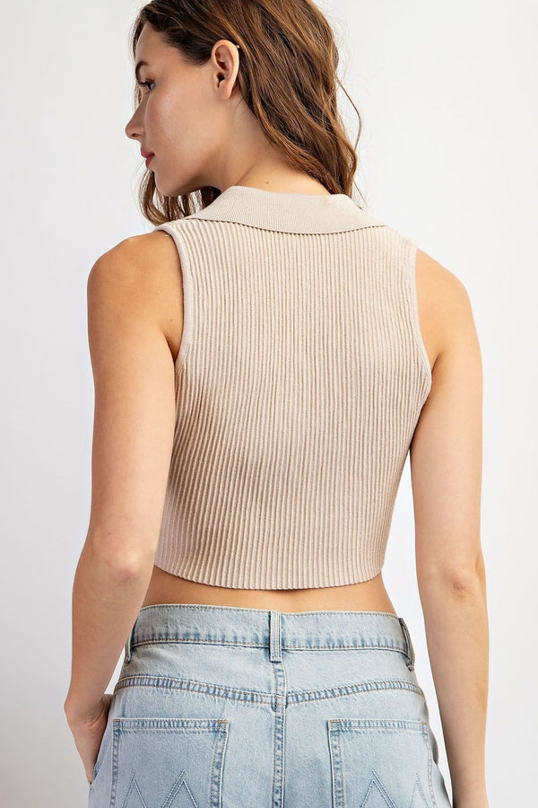 Say You'll Be Mine Cropped Collared Top