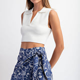 Say You'll Be Mine Cropped Collared Top