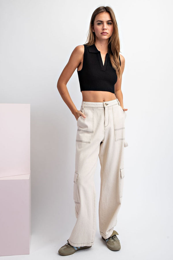 Say You'll Be Mine Cropped Collared Top