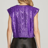 Metallic Purple Sleeveless Sweater