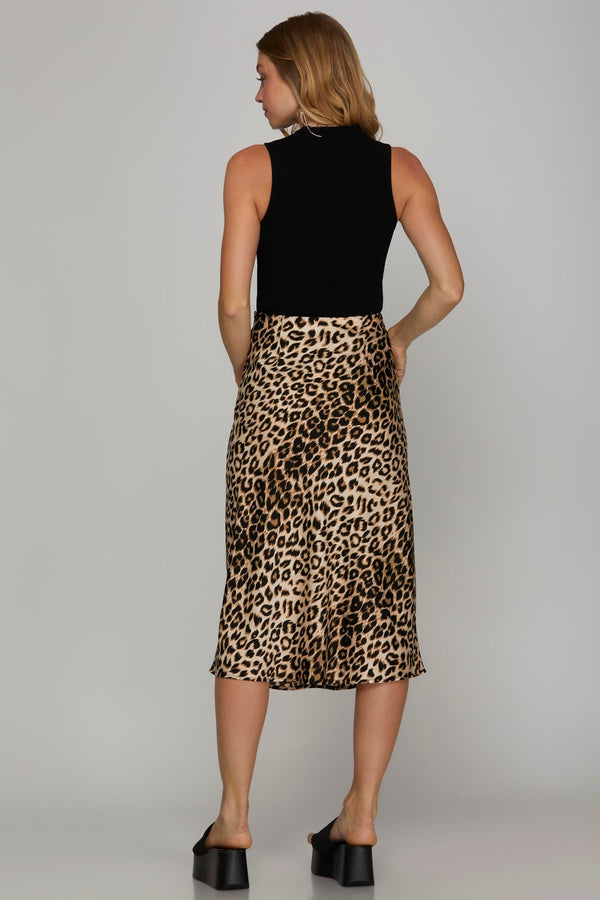 Satin Leopard Skirt