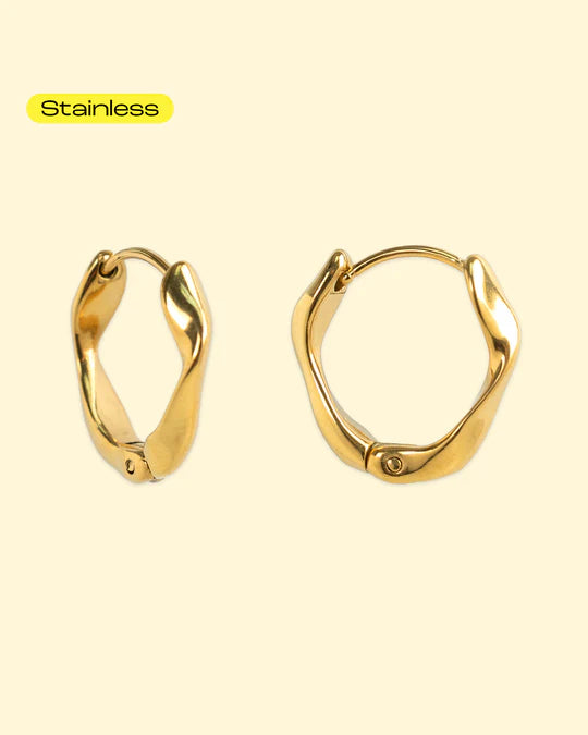 Stainless Organic Shaped Hoop Earrings